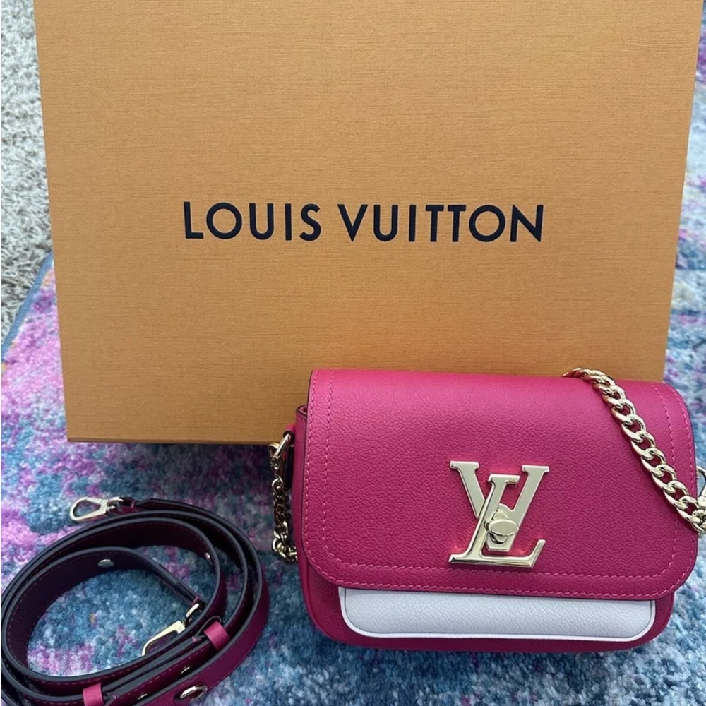 Louis Vuitton Pink Fuchsia LockMe Tender Handbag Rare Color Pondicherry